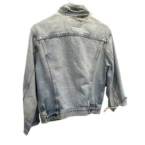 Vtg Levi’s trucker jean jacket men M thrashed USA gorpcore emo punk Western rock - Picture 5 of 16